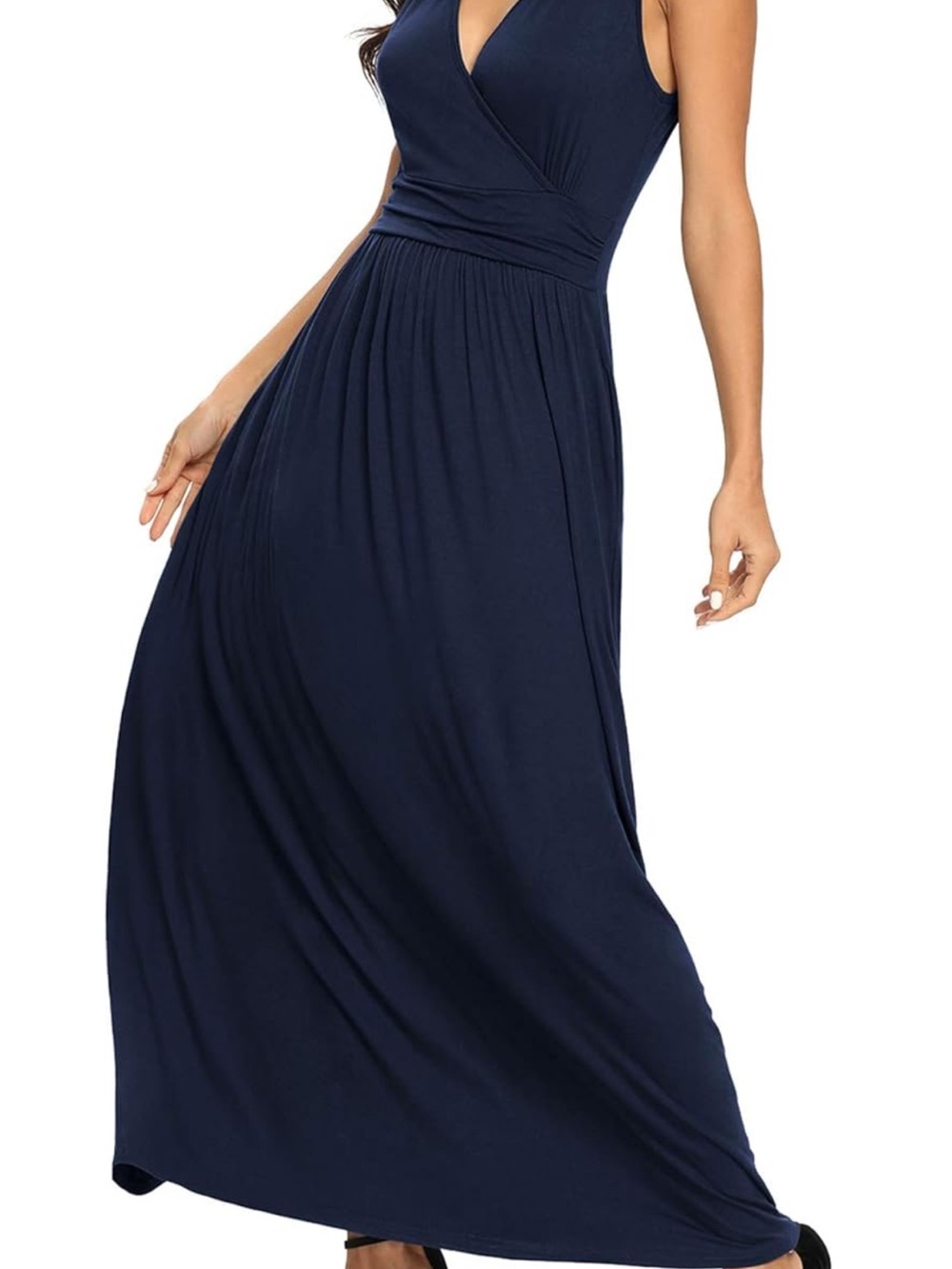 Navy V-Neck Sleeveless Maxi Dress Size Medium 8-10 - Picture 3 of 5